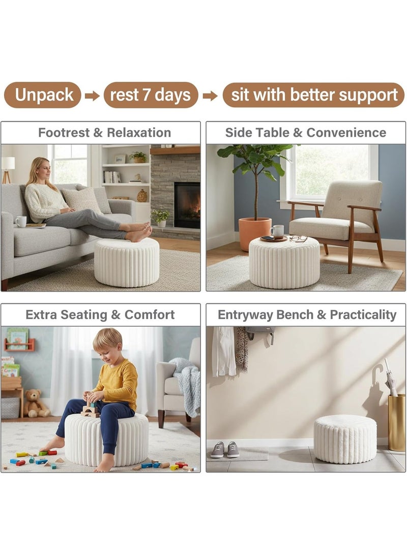 Ottoman, with foam filling, soft and fluffy, 21 x 21 x 12 inches, storage footrest, beige - Image 4