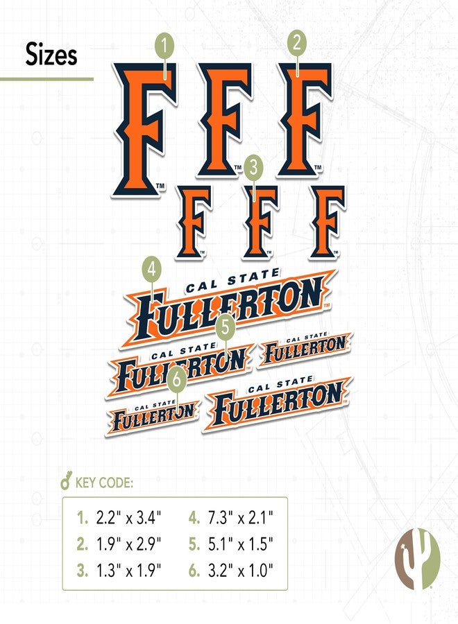 Desert Cactus Cal State Fullerton University Sticker California Titans F Sticker Vinyl Decals Laptop Water Bottle Car Scrapbook Sheet T1 (Type 1-1) - Image 2