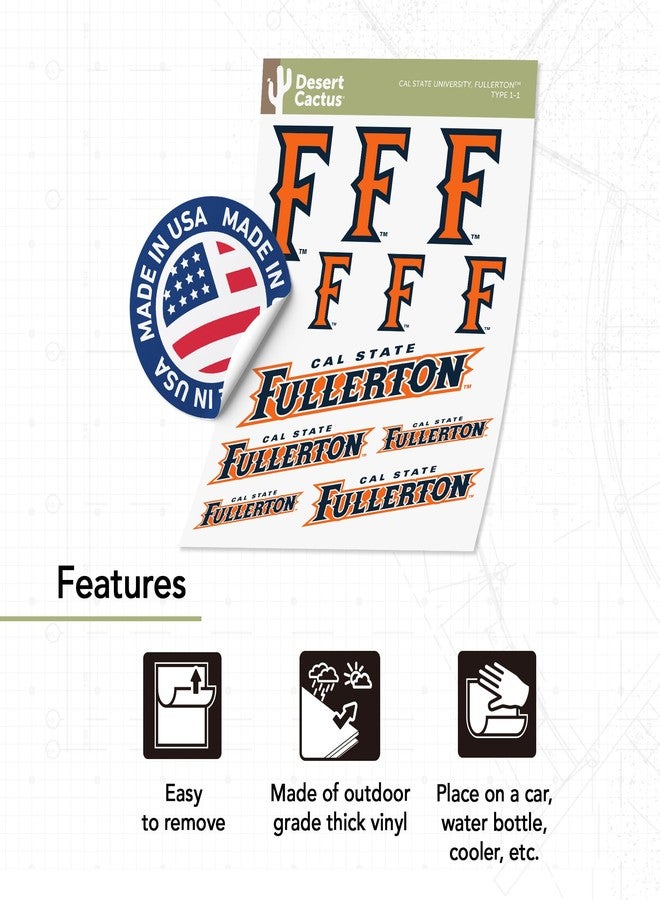 Desert Cactus Cal State Fullerton University Sticker California Titans F Sticker Vinyl Decals Laptop Water Bottle Car Scrapbook Sheet T1 (Type 1-1) - Image 3