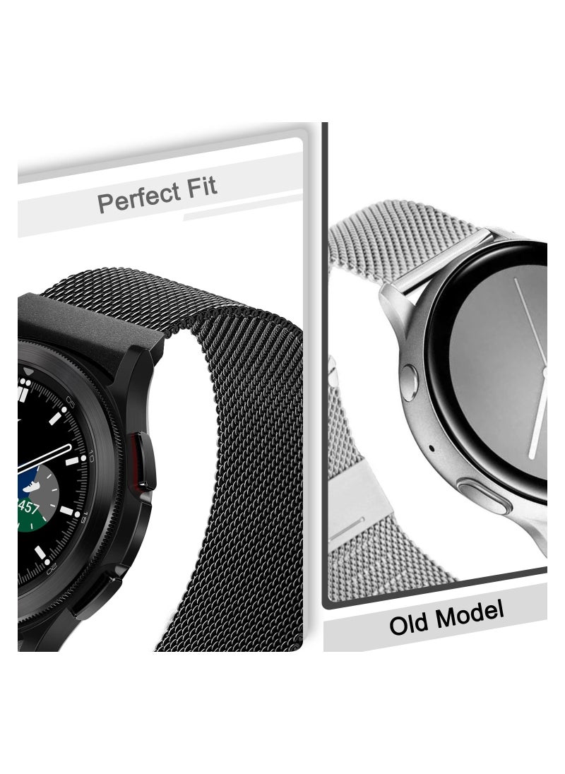 Generic - 2 Packs No Gap Metal Bands for Samsung Galaxy Watch 4 (40mm/44mm) & Galaxy Watch 4 Classic (42mm/44mm) - Milanese Loop Stainless Steel Magnetic Straps for Men & Women, Black/Silver. - Image 1