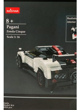 RASTAR Pagani Zonda Cinque 1/16 Ratio Model Bricks, White  - Image 5