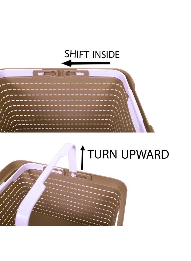 Kuber Industries Basket | Plastic Fruits Storage Basket | Picnic Storage Basket | Kitchen Storage Basket | Stationery Storage Basket | FLORA-222 | Pack of 2 | Blue & Coffee - Image 5