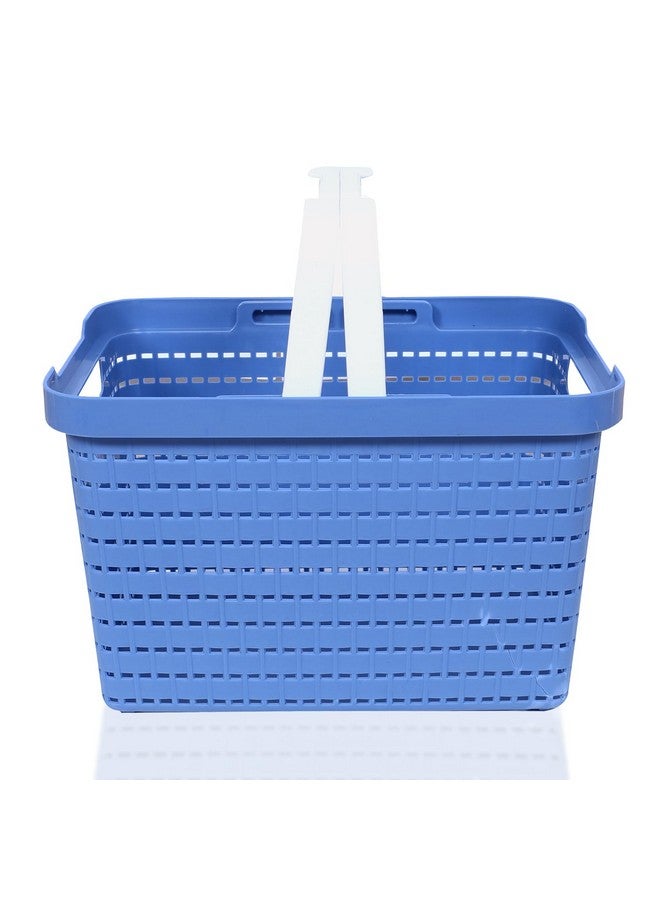 Kuber Industries Basket | Plastic Fruits Storage Basket | Picnic Storage Basket | Kitchen Storage Basket | Stationery Storage Basket | FLORA-222 | Pack of 2 | Blue & Coffee - Image 2