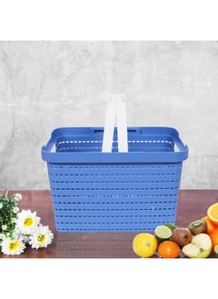 Kuber Industries Kuber Industries Basket | Plastic Fruits Storage Basket | Picnic Storage Basket | Kitchen Storage Basket | Stationery Storage Basket | FLORA-222 | Pack of 2 | Blue & Coffee  - Image 4