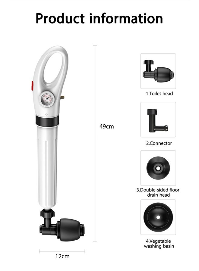 DAREU Electric High-Pressure Drain Blaster – Cordless Pneumatic Sewer Unclogger with Interchangeable Heads, Reusable Drain Cleaner for Toilet, Sink, Bathtub & Floor Drain - Image 5