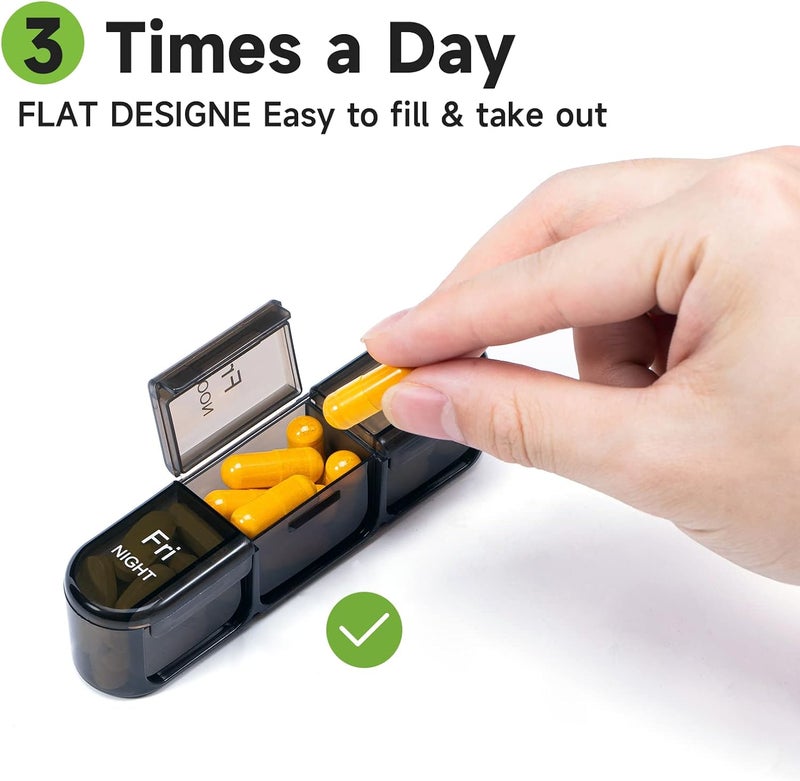 Daviky Pill Organizer 3X a Day, Weekly Pill Box 7 Day, Travel Pill Case with Large Containers, Light-Proof Pill Case for Vitamins, Medication, Supplements and Fish Oils (Black) - Image 4