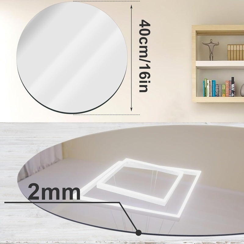 JUNEBRUSHS Round Mirror, 16 Inch Round Wall Mirror Fogless Shatterproof Bathroom Circle Acrylic Mirror Unbreakable Frameless Wall-Mounted Mirrors for Wall Living Room Bedroom Home Decor - Image 2