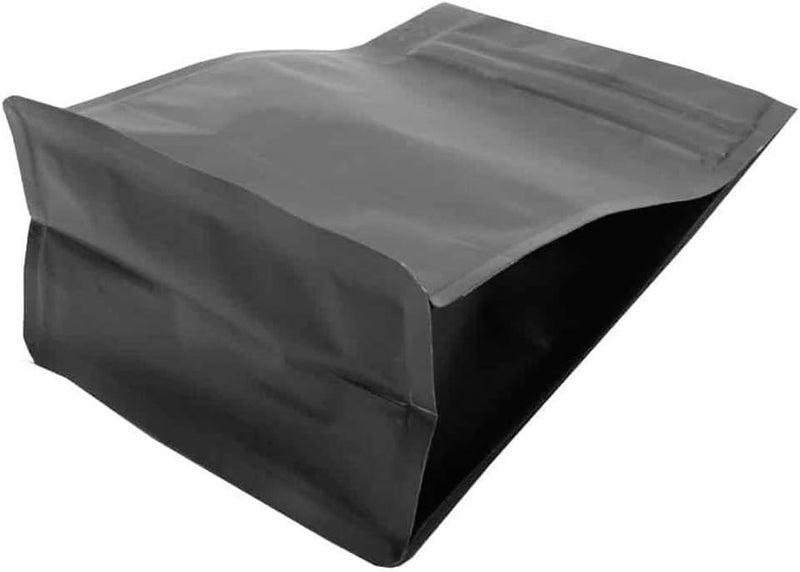 AwePackage 12 oz Resealable Zipper Box Pouch Coffee Bag with valve  Flat Bottom Pull Tab 50 Matte Black Wide - Image 3