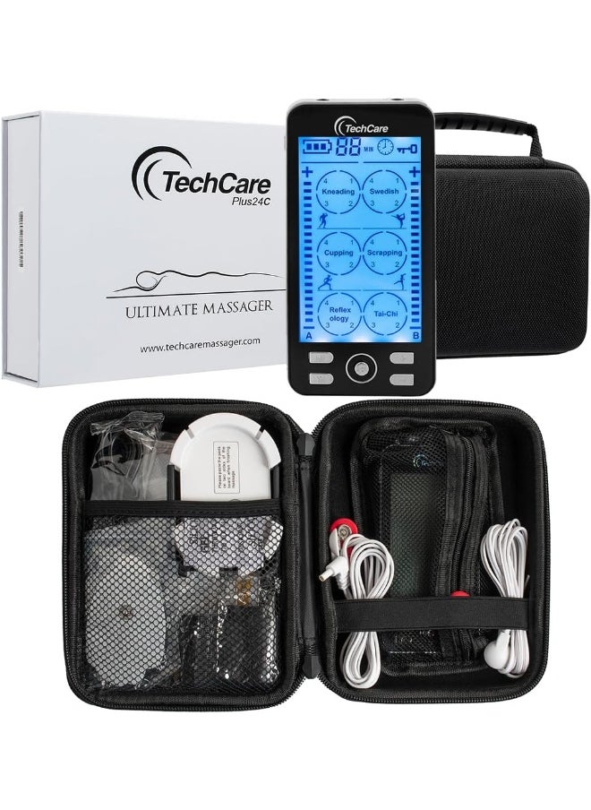 TechCare Massager Tens Unit Plus 24C Ultimate Massager Muscle Stimulator Device Machine Pulse Massager With Protective Cover Case Sciatica Plantar Fasciitis Tennis Elbow Back Shoulder Neck  - Image 1