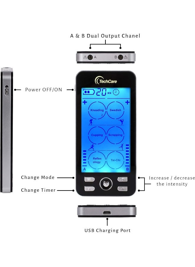 TechCare Massager Tens Unit Plus 24C Ultimate Massager Muscle Stimulator Device Machine Pulse Massager With Protective Cover Case Sciatica Plantar Fasciitis Tennis Elbow Back Shoulder Neck  - Image 5