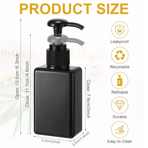 Domensi 50 Pcs 100ml 34 oz Pump Bottle Mini Travel Bottles Small Dispenser Containers Plastic Pump Lotion Dispenser Empty Square Travel Size Containers Toiletries Whole Black - Image 3