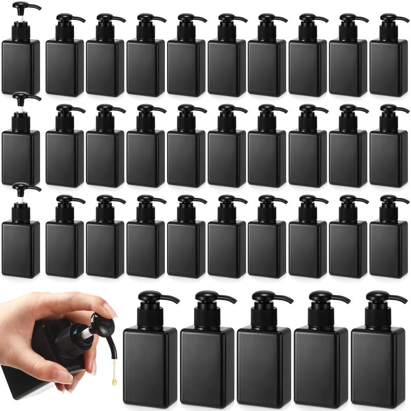 Domensi 50 Pcs 100ml 34 oz Pump Bottle Mini Travel Bottles Small Dispenser Containers Plastic Pump Lotion Dispenser Empty Square Travel Size Containers Toiletries Whole Black - Image 2