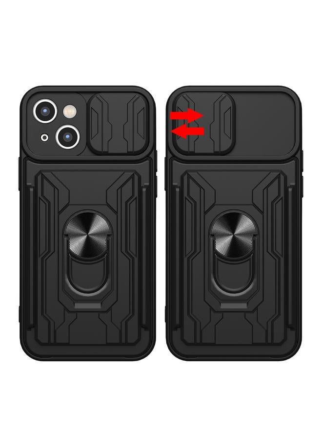 اس-توب جراب لهاتف iPhone 15 مزود بغطاء منزلق من مادة TPU+PC مع فتحة للبطاقات - Image 3