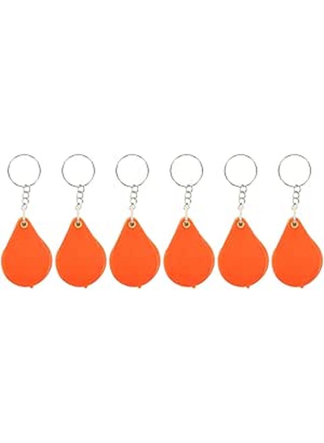 6 Pcs Mini Magnifier Keychain Foldable Pocket Magnifying Glass Orange Key Ring for Reading Seniors Low Vision - Image 1