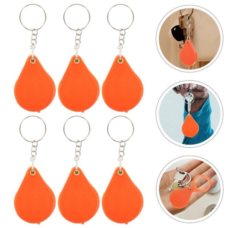 6 Pcs Mini Magnifier Keychain Foldable Pocket Magnifying Glass Orange Key Ring for Reading Seniors Low Vision - Image 4