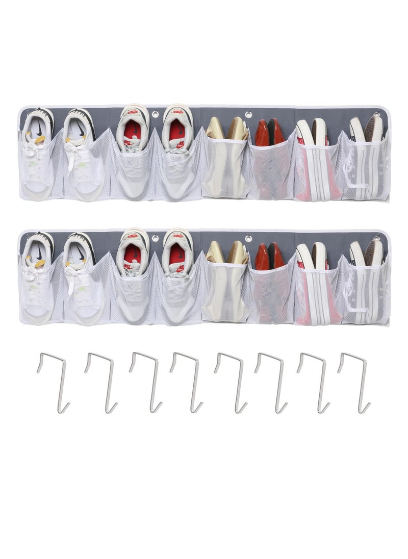 SYOSI 2 Pack RV Shoe Pockets Bedside Storage Organizer - Bed Hanging Pocket Organizer 16 Large Pocket Wall Mounted Entryway Shoes Rack  Bedside Caddy for Shoes Toys RV Camper Essentials White  - Image 1