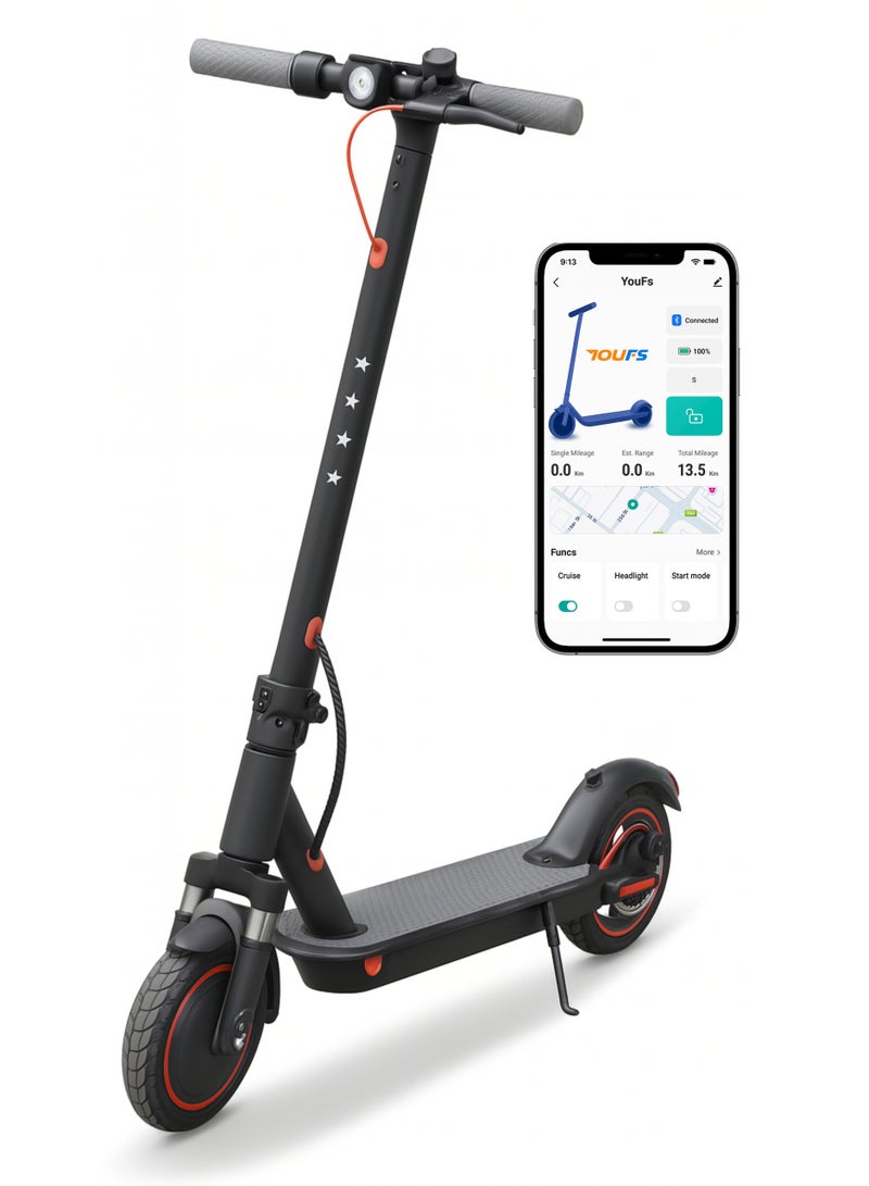 Leaders Smart Foldable Electric Scooter App Control Front Suspension LED Lighted Stand Disc Brake 350W 36V 6.6Ah Battery 30Kmph Speed 8.5 Inch Tire 140Kg Load Capacity - Image 1