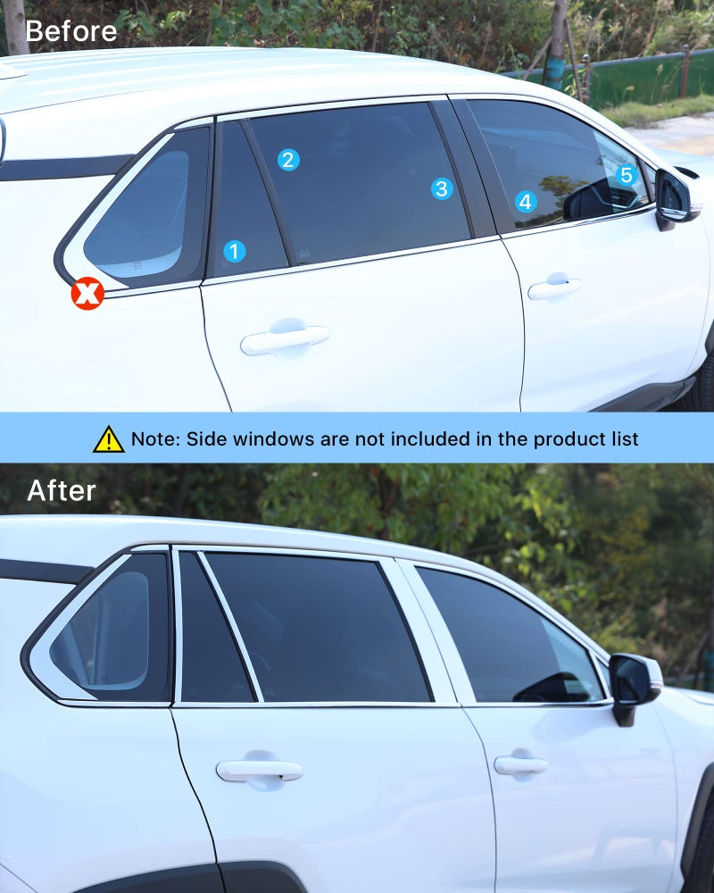 YAKANEY for Toyota RAV4 2025 2024 2023 2022 2021 2020 2019 Window Pillar Post Trims Stainless Steel Cover, 10 PCS Chrome Exterior Sporty Decorative Strip Cover Molding Trims for RAV-4 - Image 3