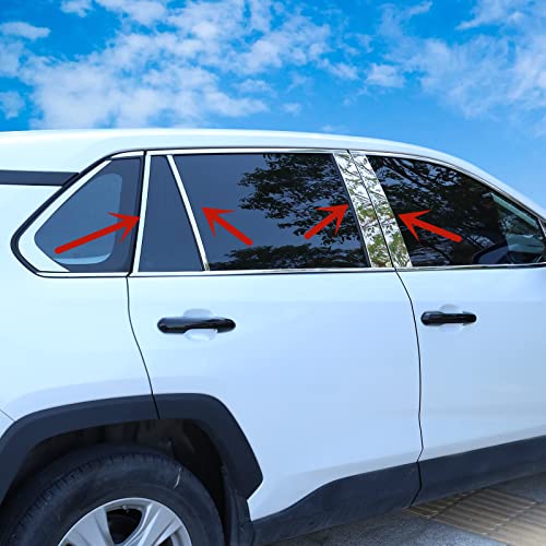 YAKANEY for Toyota RAV4 2025 2024 2023 2022 2021 2020 2019 Window Pillar Post Trims Stainless Steel Cover, 10 PCS Chrome Exterior Sporty Decorative Strip Cover Molding Trims for RAV-4 - Image 1