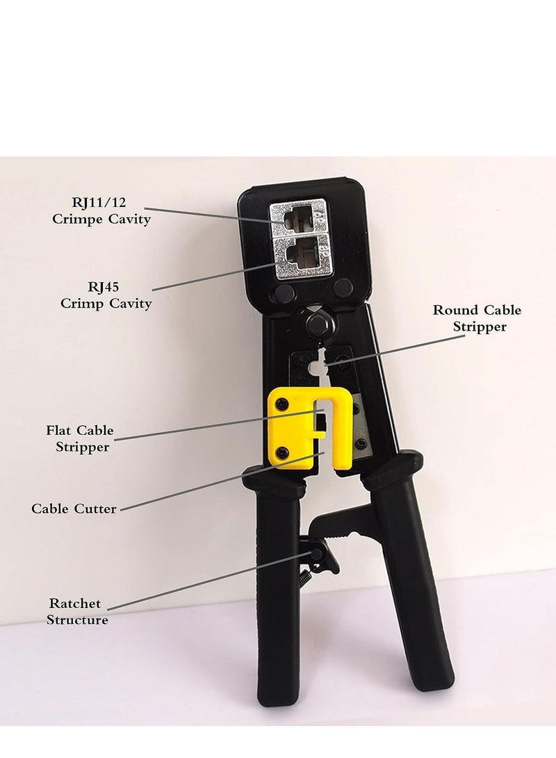 واي آند دي RJ45 Crimp Tool,Pass Through Connector End With Cat6 Crimping Tool Kit, for RJ45/RJ12 Regular and End-Pass-Through connectors - Image 3