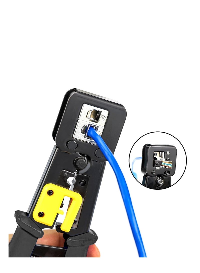 واي آند دي RJ45 Crimp Tool,Pass Through Connector End With Cat6 Crimping Tool Kit, for RJ45/RJ12 Regular and End-Pass-Through connectors - Image 4