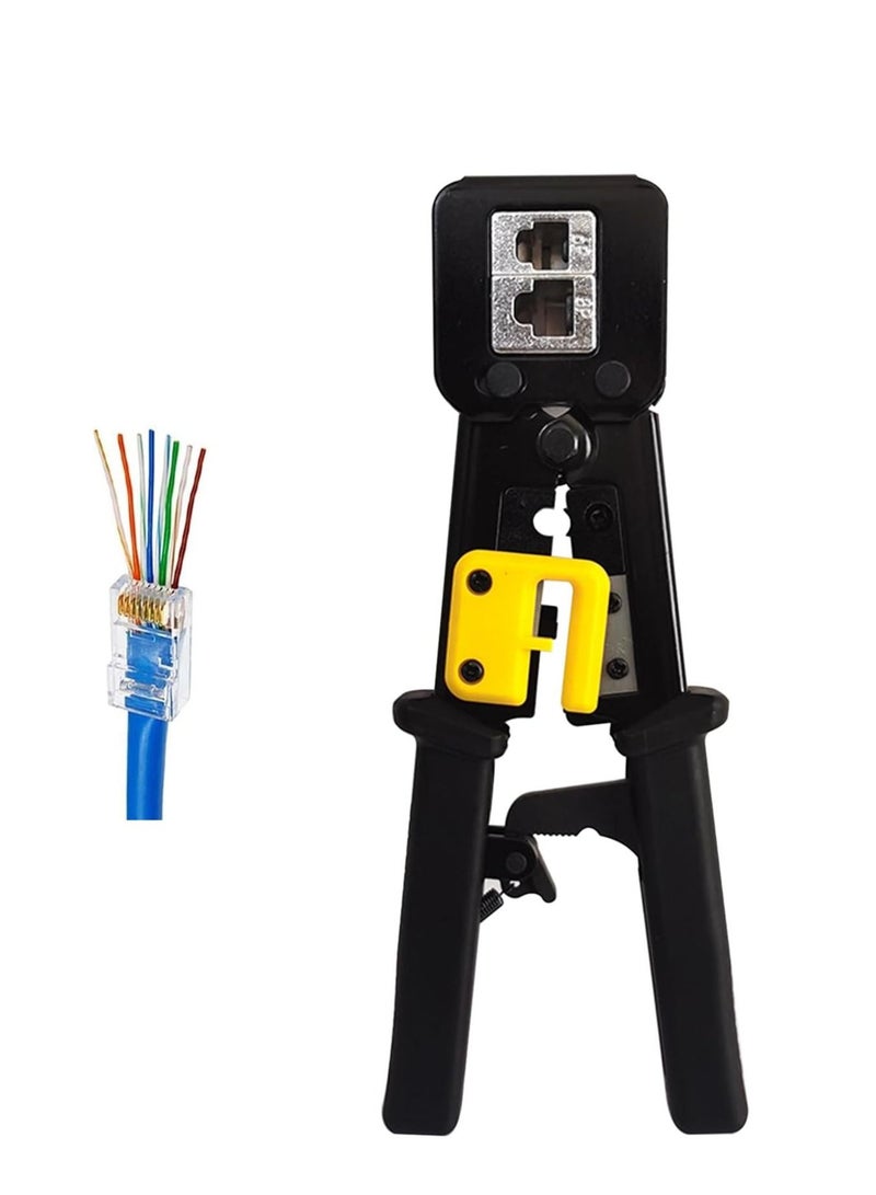 واي آند دي RJ45 Crimp Tool,Pass Through Connector End With Cat6 Crimping Tool Kit, for RJ45/RJ12 Regular and End-Pass-Through connectors - Image 2