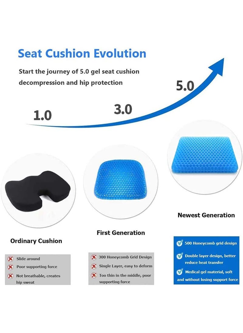 Rhymad Gel Seat Cushion Double Thick Egg Gel Seat Cushion with NonSlip Cover Breathable Honeycomb Gel Cushion for Pressure Relief Back Pain for Home Office Chair Cars Wheelchair 16x14x16inch  - Image 3