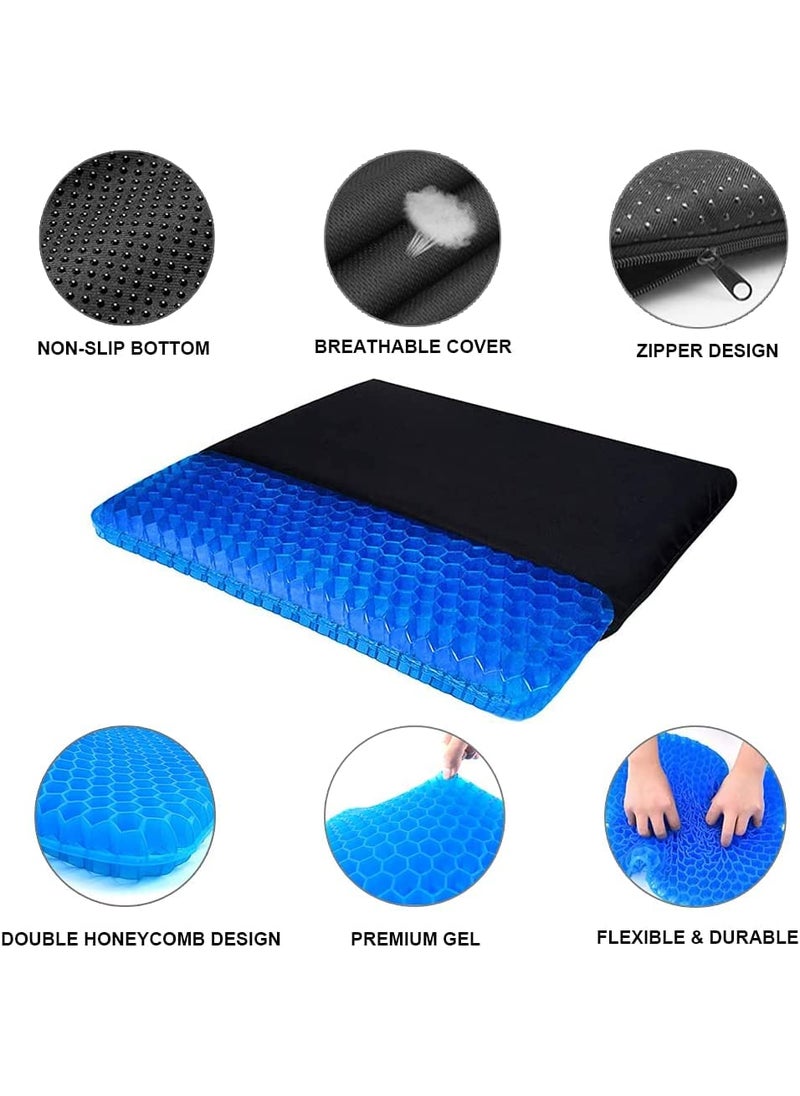 Rhymad Gel Seat Cushion Double Thick Egg Gel Seat Cushion with NonSlip Cover Breathable Honeycomb Gel Cushion for Pressure Relief Back Pain for Home Office Chair Cars Wheelchair 16x14x16inch  - Image 2