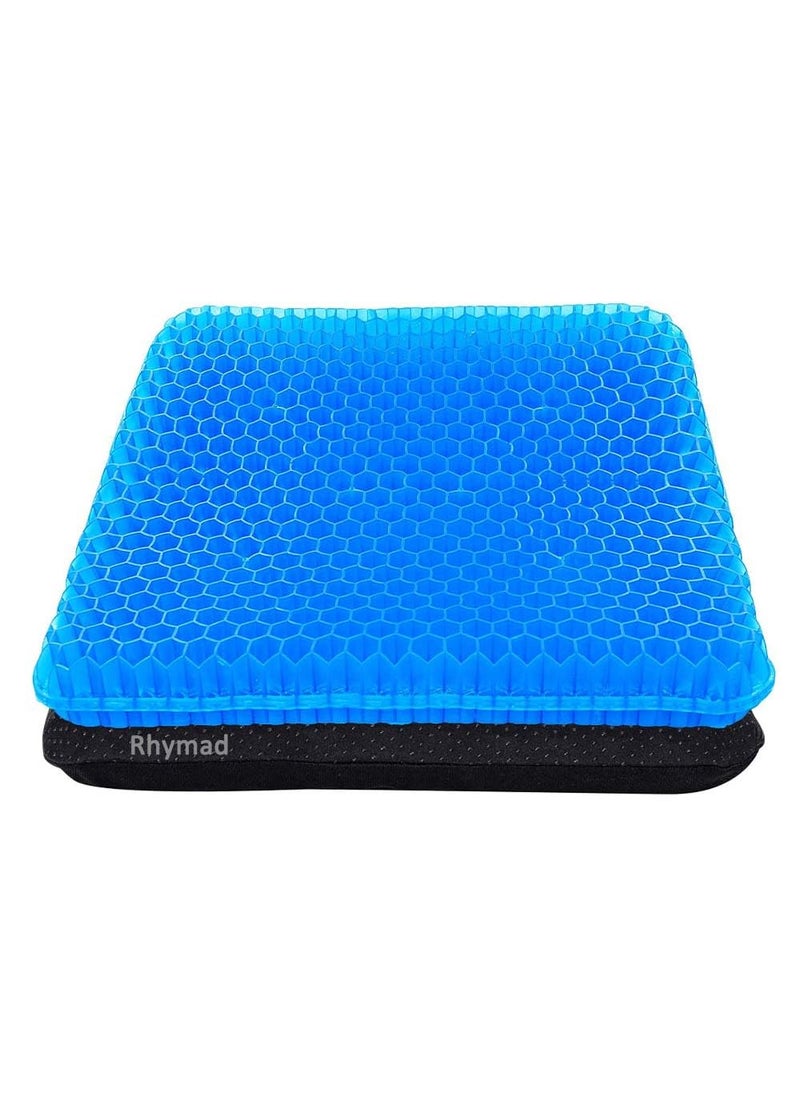 Rhymad Gel Seat Cushion Double Thick Egg Gel Seat Cushion with NonSlip Cover Breathable Honeycomb Gel Cushion for Pressure Relief Back Pain for Home Office Chair Cars Wheelchair 16x14x16inch  - Image 1