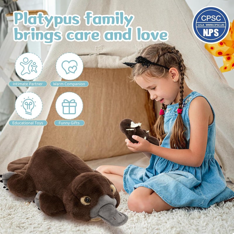 MorisMos Giant Plush Toy XXL 55 cm Brown Mom with 3 Kawaii Baby, Realistic Plush Toy Large Soft Toy Gift for Children Birthday Valentine's Day - Image 4