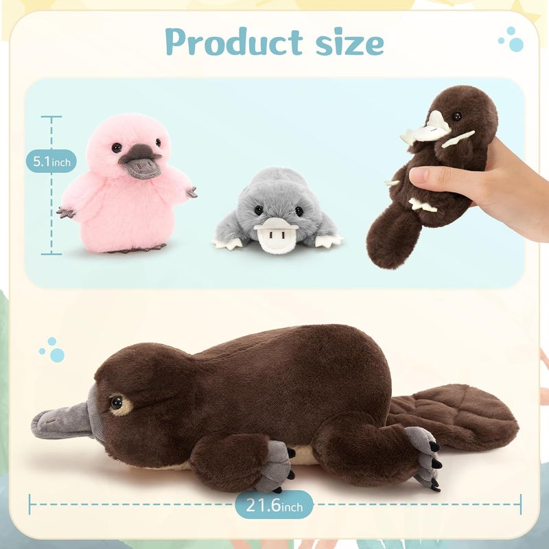 MorisMos Giant Plush Toy XXL 55 cm Brown Mom with 3 Kawaii Baby, Realistic Plush Toy Large Soft Toy Gift for Children Birthday Valentine's Day - Image 2