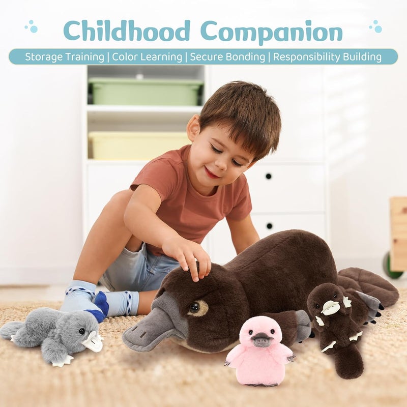 MorisMos Giant Plush Toy XXL 55 cm Brown Mom with 3 Kawaii Baby, Realistic Plush Toy Large Soft Toy Gift for Children Birthday Valentine's Day - Image 5
