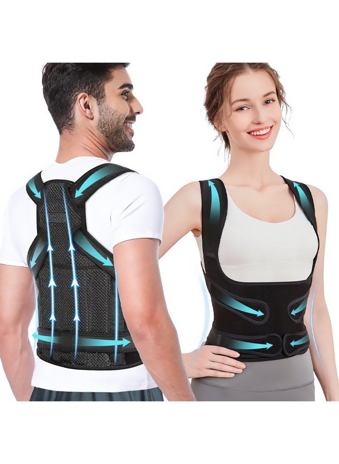 Bukela Adjustable Back Brace Posture Corrector for Men and Women - Lumbar Support and Shoulder Straightener for Upper and Lower Back Pain Relief - Effective Scoliosis,Thoracic Spine Correction and Posture Trainer  - Image 1