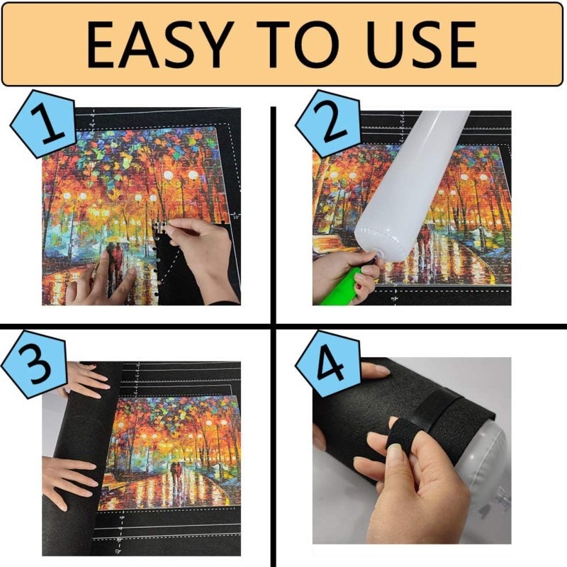 Jigsaw Puzzle Mat: Black Felt Roll Up Mat - Large Puzzle Storage Mat for Jigsaw Puzzle Enthusiasts - Image 3