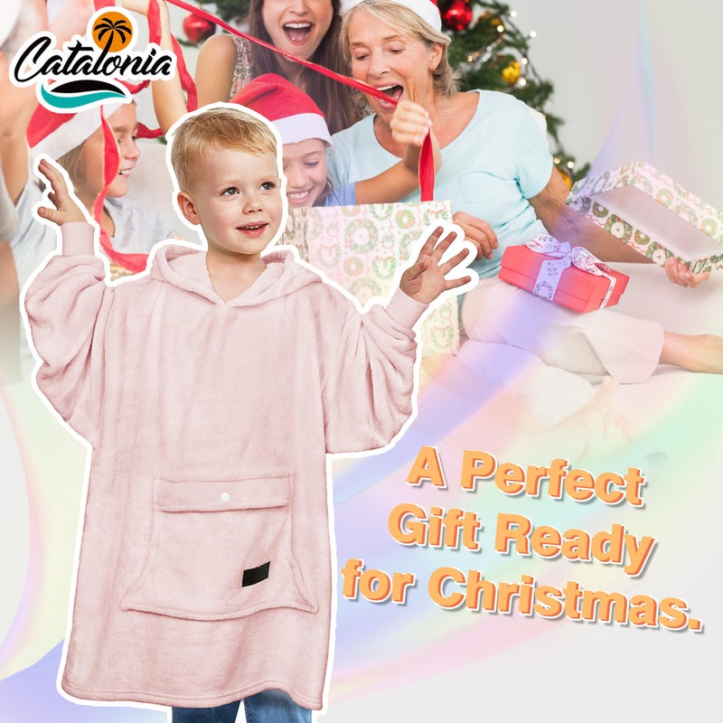 Catalonia Catalonia Wearable Blanket Hoodie for Kids  Oversized Wearable Fleece Pullover with Large Front Pocket  Ages 4-12  Valentine's Day Gifts for Kids  - Image 5