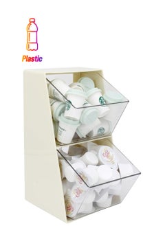 KASTWAVE Coffee Pod Holder with 2 Large Capacity Basket K Cup Storage Container Coffee Accessories for Creamer Suger Plastic Desk Organizer Box Tea Bag Organizer  - Image 1