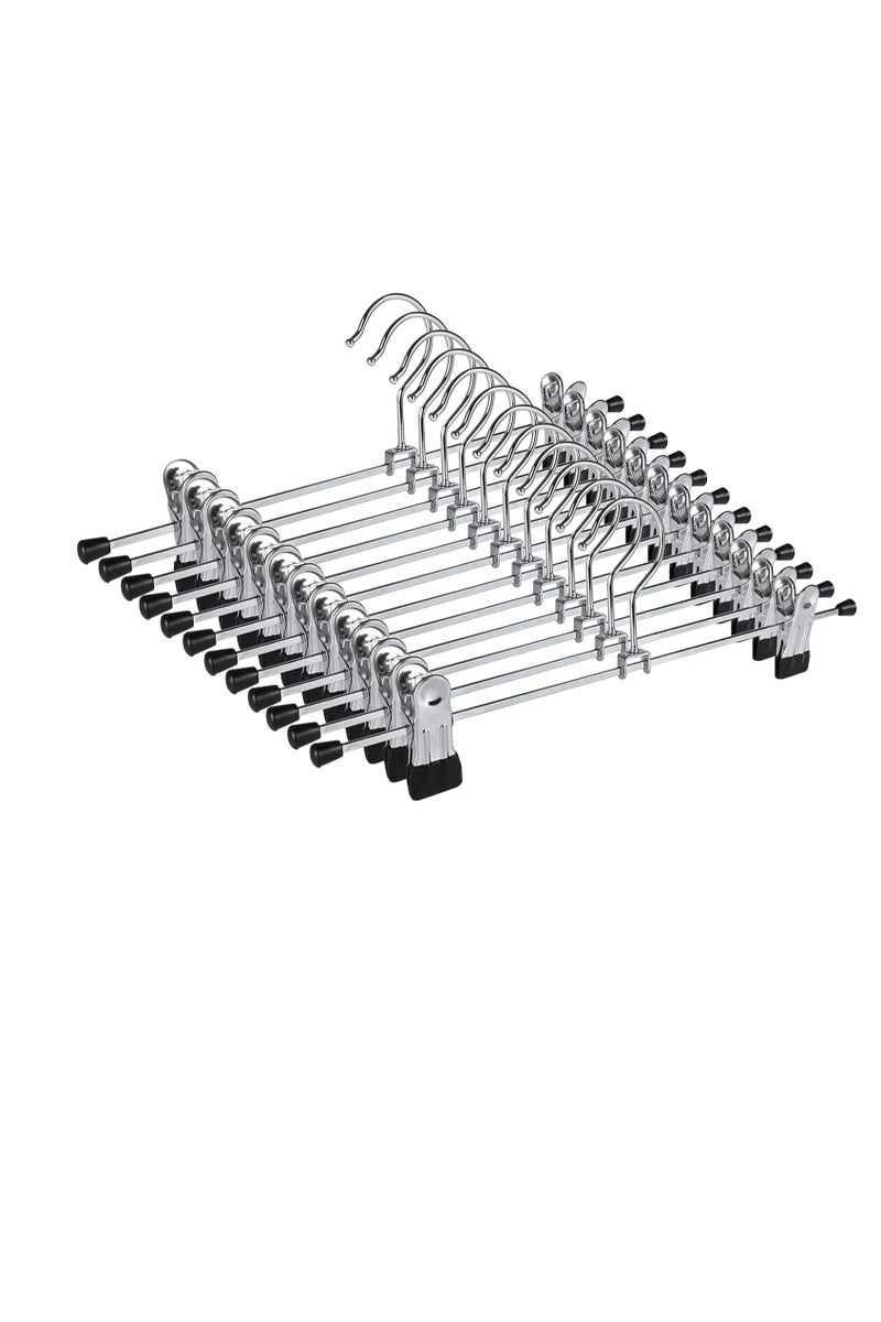 Pants Hangers with Non-Slip Clips, 10 Pack Adjustable Metal Pant Hangers, 360° Swivel Hook Skirt Jeans Shorts Hangers, Heavy Duty Space Saving Clothes Hangers for Trousers  - Image 1