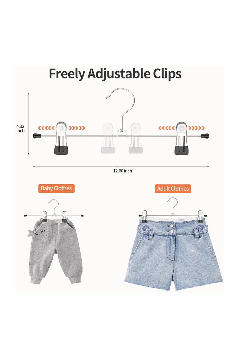 Pants Hangers with Non-Slip Clips, 10 Pack Adjustable Metal Pant Hangers, 360° Swivel Hook Skirt Jeans Shorts Hangers, Heavy Duty Space Saving Clothes Hangers for Trousers  - Image 3