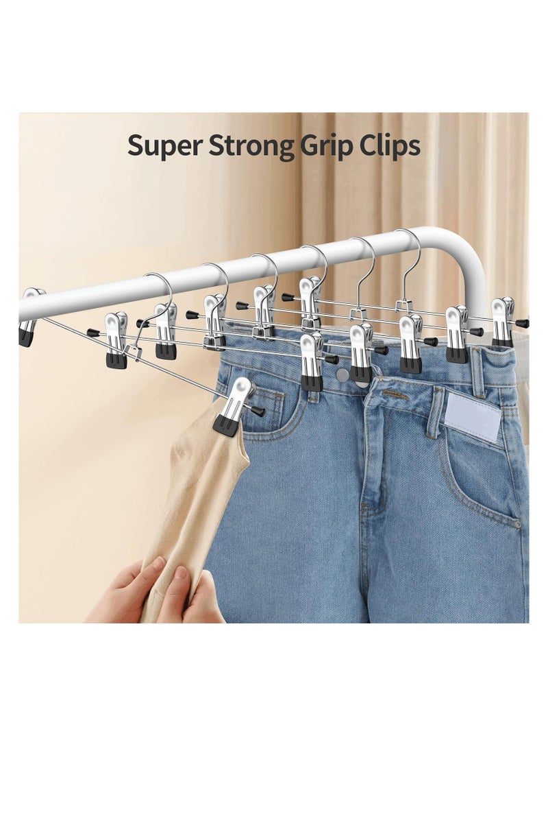 Pants Hangers with Non-Slip Clips, 10 Pack Adjustable Metal Pant Hangers, 360° Swivel Hook Skirt Jeans Shorts Hangers, Heavy Duty Space Saving Clothes Hangers for Trousers  - Image 4
