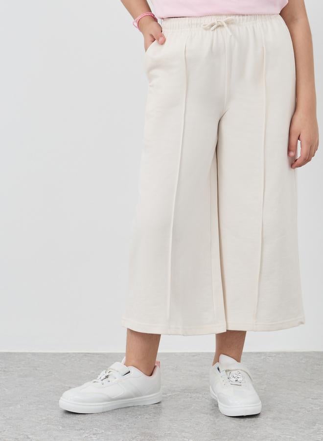 Styli Styli Girls Beige Solid Pintuck Wide Leg Culottes  - Image 2