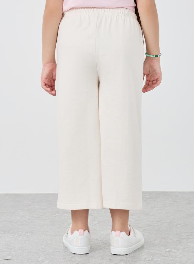 Styli Styli Girls Beige Solid Pintuck Wide Leg Culottes  - Image 4