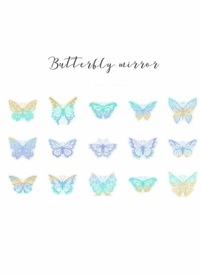 سيوسي ملصقات فراشة لامعة ثلاثية الأبعاد ، ملصقات زخرفية شفافة مقاومة للماء على شكل فراشة عتيقة ، ملصق لاصق PET لسكرابوكينغ Bullet Journal المخططة اليومية لزجاجات المياه للكمبيوتر المحمول 225 قطعة - Image 2