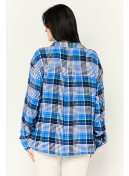 Aerie Women Spread Collar Long Sleeve Checkered Top, Multicolor  - Image 4