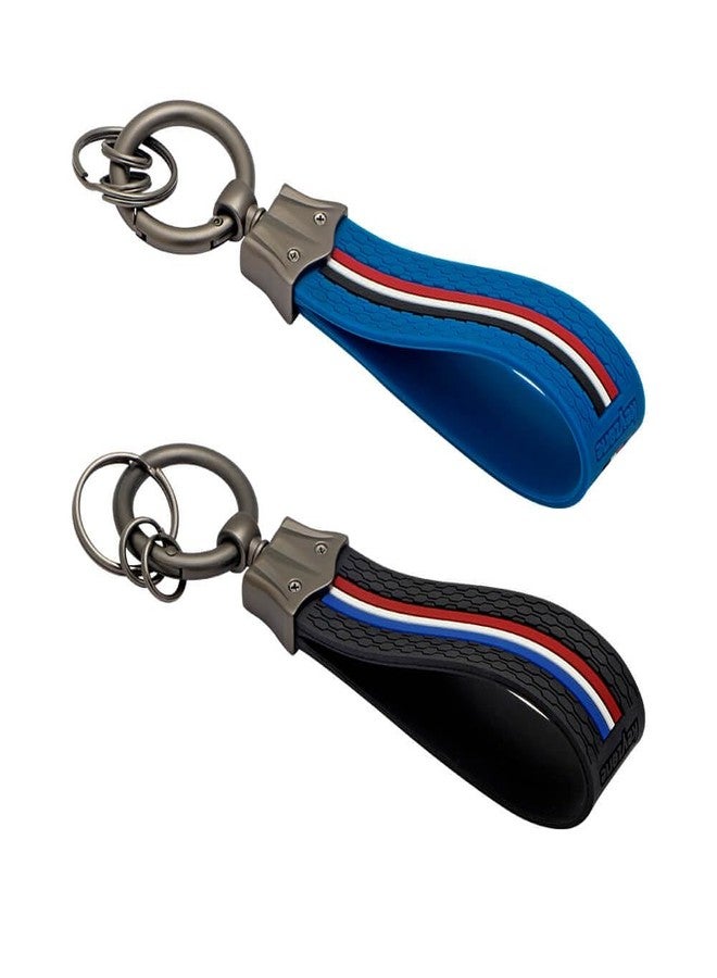 keyzone Striped Silicone Keychain, Pack of 2 (Black-Blue) - Image 3