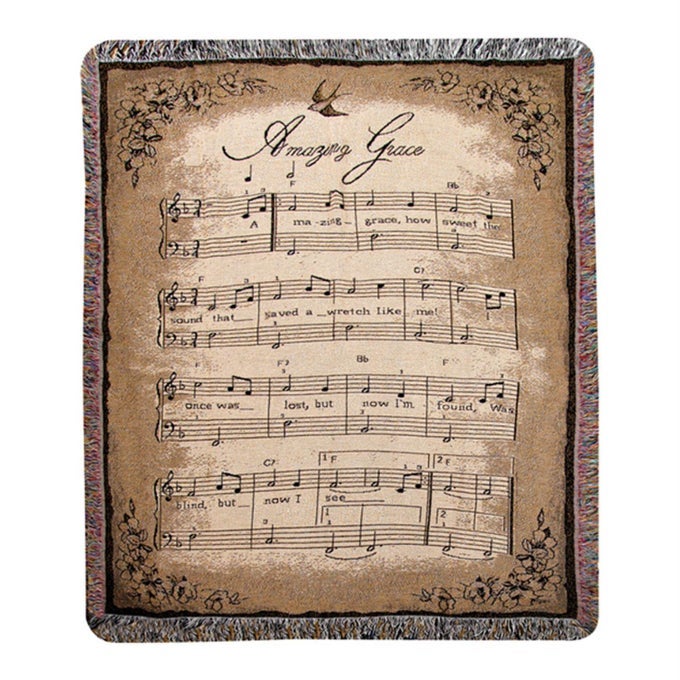 MANUAL INSPIRATIONAL COLLECTION TAPESTRY THROW AMAZING GRACE SHEET MUSIC 50 X 60INCH