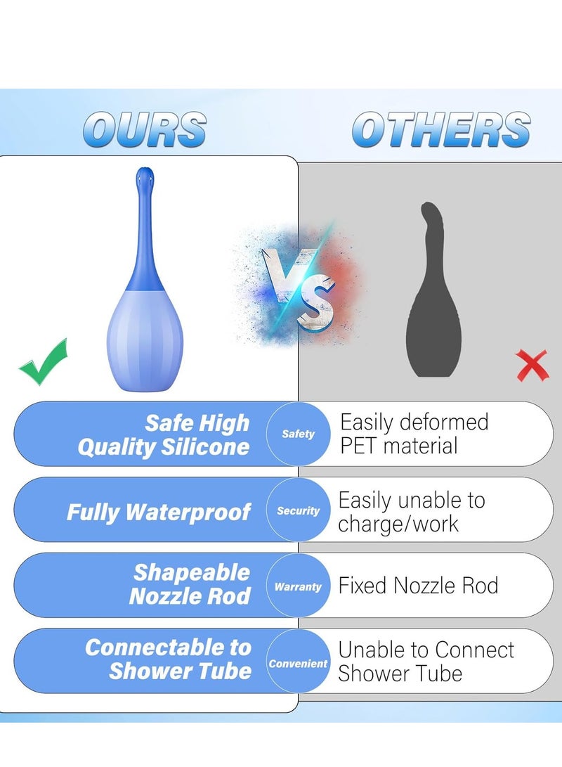 general Enema Douches for Men Women - Enema Bulb with Bendable Silicone Nozzles for Men Women Colon Cleanse, Anti Backflow Shower Douche Enema Kit with Lube, Cleansing Feminine Care Douche Bottles - Image 3