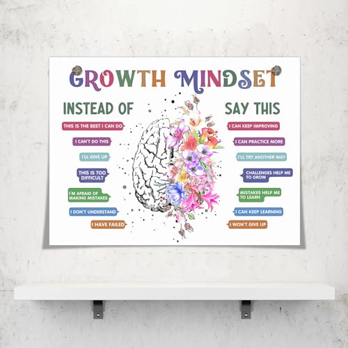 uoyien Classroom Growth Mindset Positive Affirmations Quotes Kids Mental Health Posters Brain Psychology Special Education Calm Corner Wall Art Office Therapy Canvas Wall Decor Prints 12x16in Unframed - Image 3