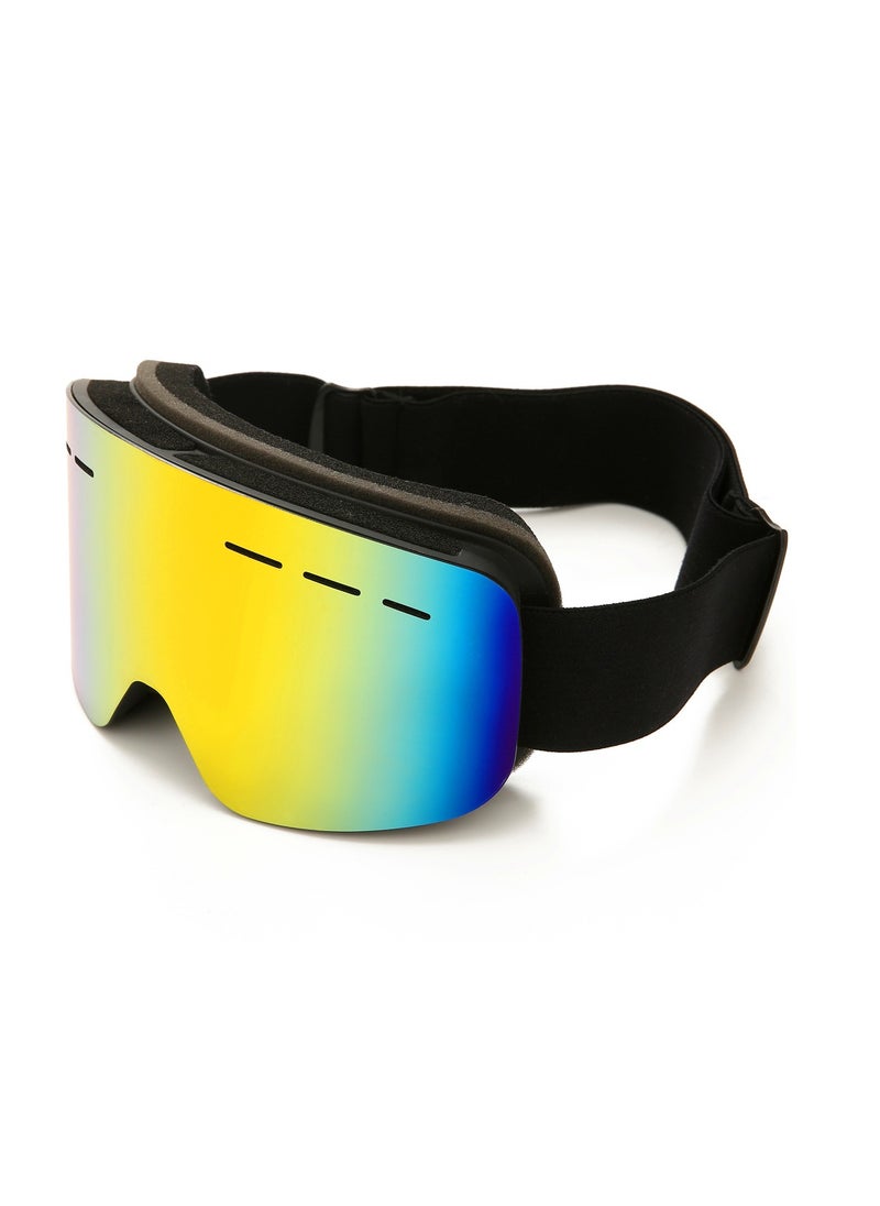 General New adult cylindrical ski goggles double-layer anti-fog wind goggles snow goggles can be stuck nearsighted / HX17 with hole, black frame red lens [send storage bag]  - Image 1