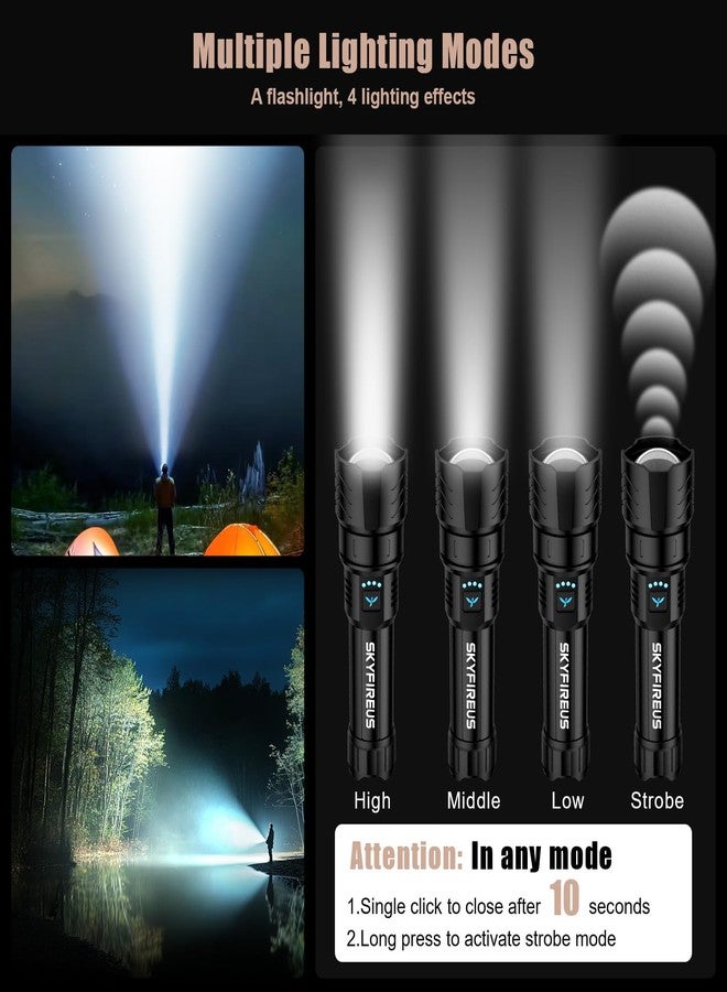 SKYFIRE Rechargeable Flashlights High Lumens with Ignition Lens,5000mAh Super Bright Flashlight Waterproof LED Tactical Flash Light for Camping Essentials Outdoor Home&Gifts - Image 5