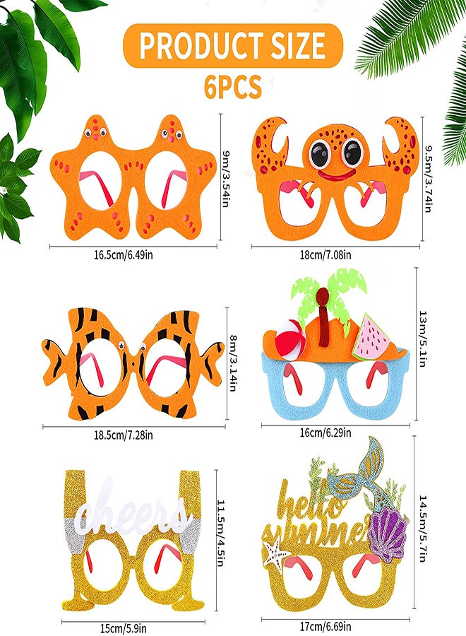 SYOSI Party Glasses 6 Pcs Photo Booth Props Party Glasses Party Glasses Hawaiian Funny Sunglasses Hawaiian Fancy Dress Photo Props Funky Glasses for Summer Hawaiian BeachTropical Birthday Party - Image 5